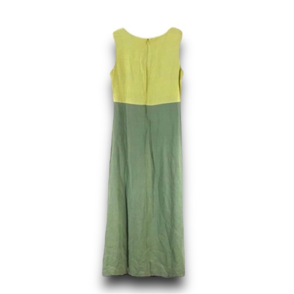 Vintage Light Green & Citron Palm Tree Embroidered Sleeveless Maxi Dress SZ 6 - Picture 6 of 10